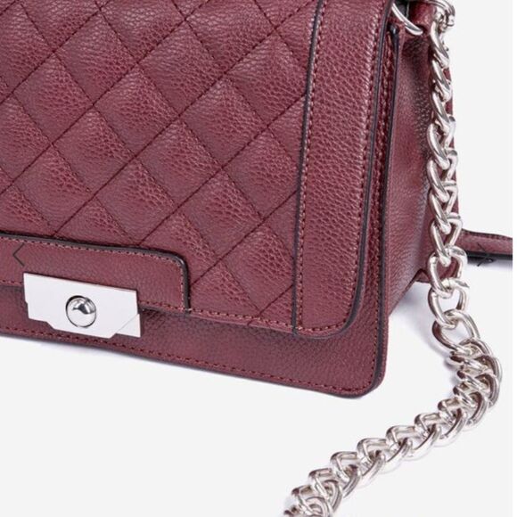 JustFab Talon Crossbody Burgundy Bag with Chain Shoulder Strap - Picture 3 of 4